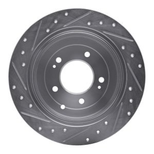 Hyundai TUCSON Brake Rotor (1) - Rear Right - R1 Concepts - Drilled & Slotted - Silver - `16-`22